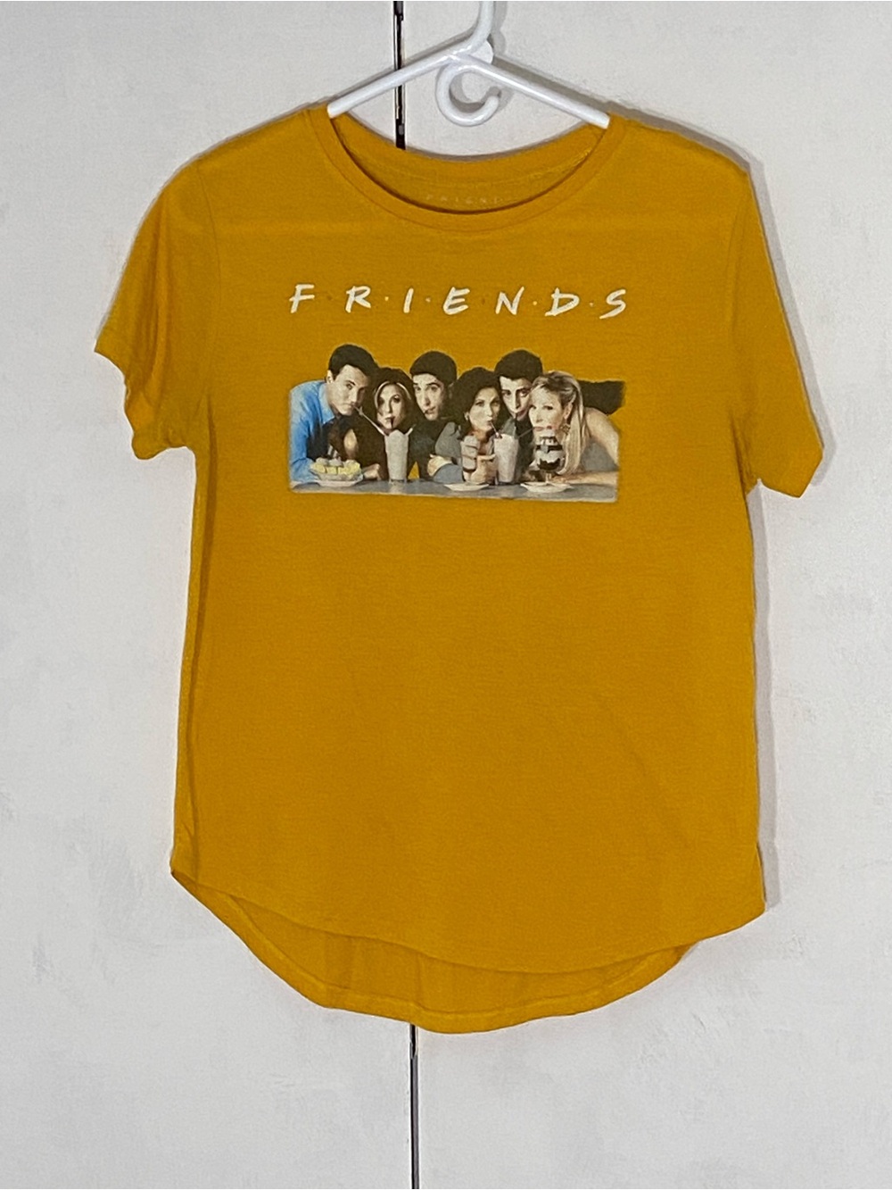 FRIENDS Short Sleeve Tee in Mustard Yellow with Cast Photo